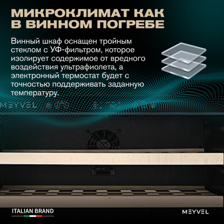 Винный холодильник (шкаф) компрессорный MEYVEL MV46PRO-KBT2 (Итальянский орех)