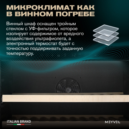 Винный холодильник (шкаф) компрессорный MEYVEL MV163PRO-KBT2 (Тёмный шоколад)