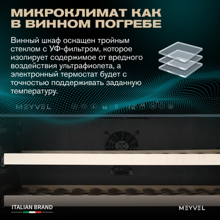 Винный холодильник (шкаф) компрессорный MEYVEL MV99PRO-KBT2 (Тёмный шоколад)