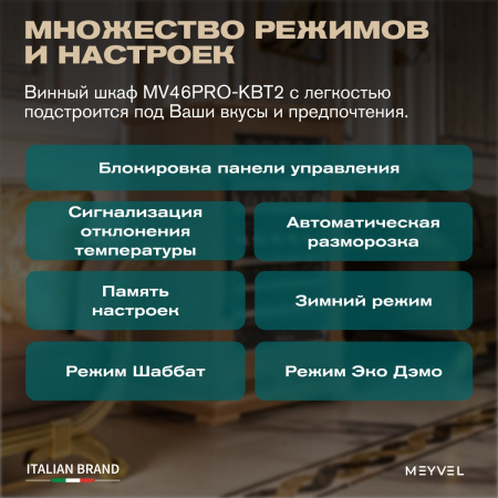 Винный холодильник (шкаф) компрессорный MEYVEL MV77PRO-KBT2 (Натуральный бук)