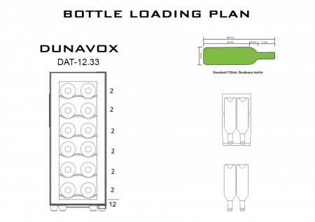 Винный холодильник (шкаф) термоэлектрический Dunavox DАТ-12.33C