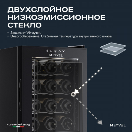 Винный холодильник (шкаф) термоэлектрический MEYVEL MV12-TB1