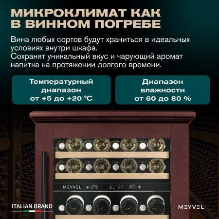Винный холодильник (шкаф) компрессорный MEYVEL MV46PRO-KBT2 (Спелая вишня)