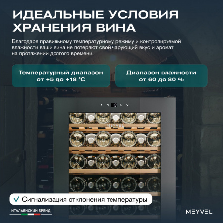 Винный холодильник (шкаф) компрессорный MEYVEL MV52-KBF1