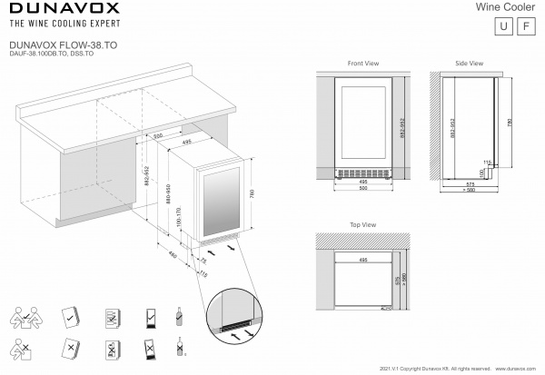 Винный холодильник (шкаф) компрессорный Dunavox DAUF-38.100DSS.TO