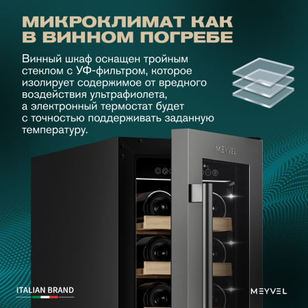 Винный холодильник (шкаф) компрессорный MEYVEL MV19-KST1