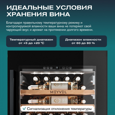 Винный холодильник (шкаф) компрессорный MEYVEL MV31PRO-KBB1